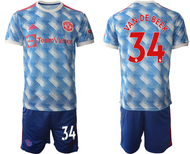 Men 2021-2022 Club Manchester United away blue #34 Soccer Jersey